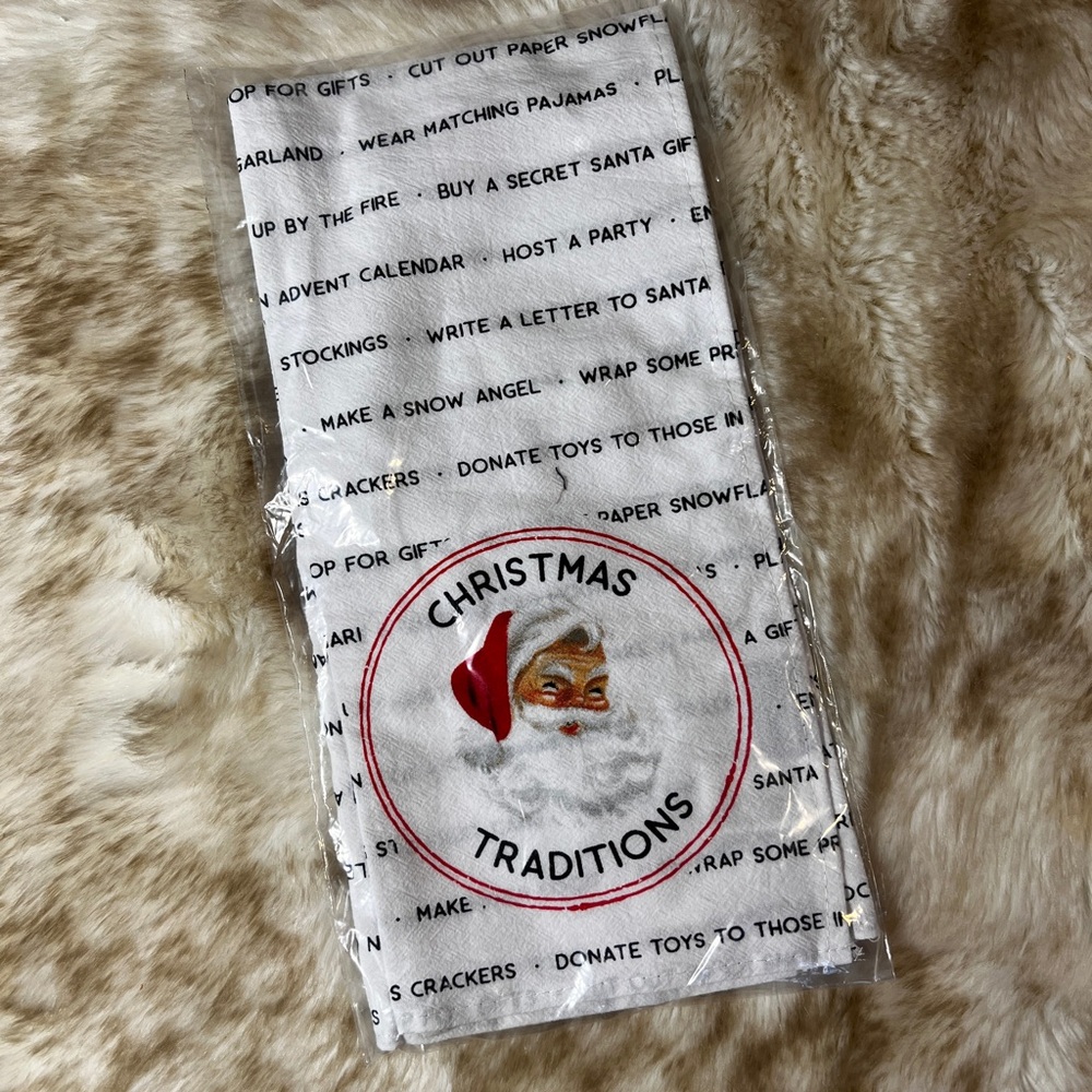 NWT Christmas Traditions Santa Tea Towel